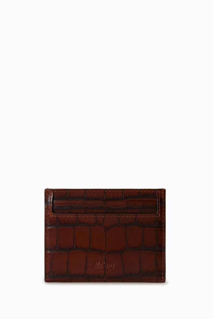 

Continental Card Holder in Vintage Croc-print Leather, Brown