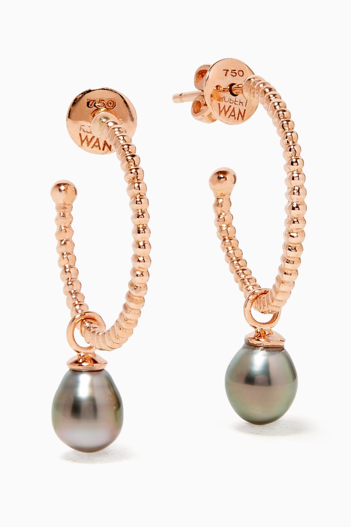 

Hoop Earrings with Pearl Pendants in 18kt Rose Gold