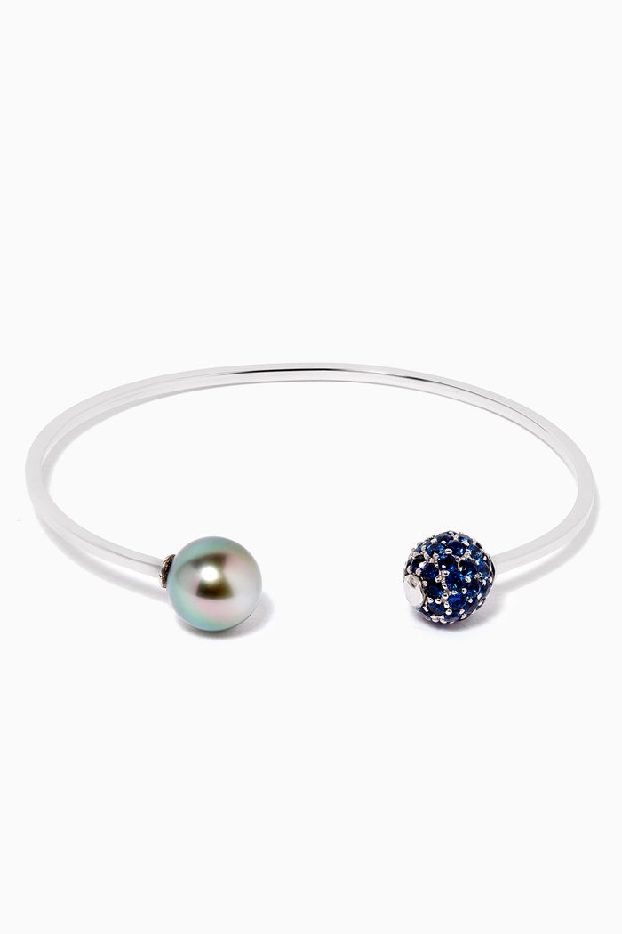 

Akila Pearl Cuff Bracelet with Sapphires in 18kt White Gold, Silver