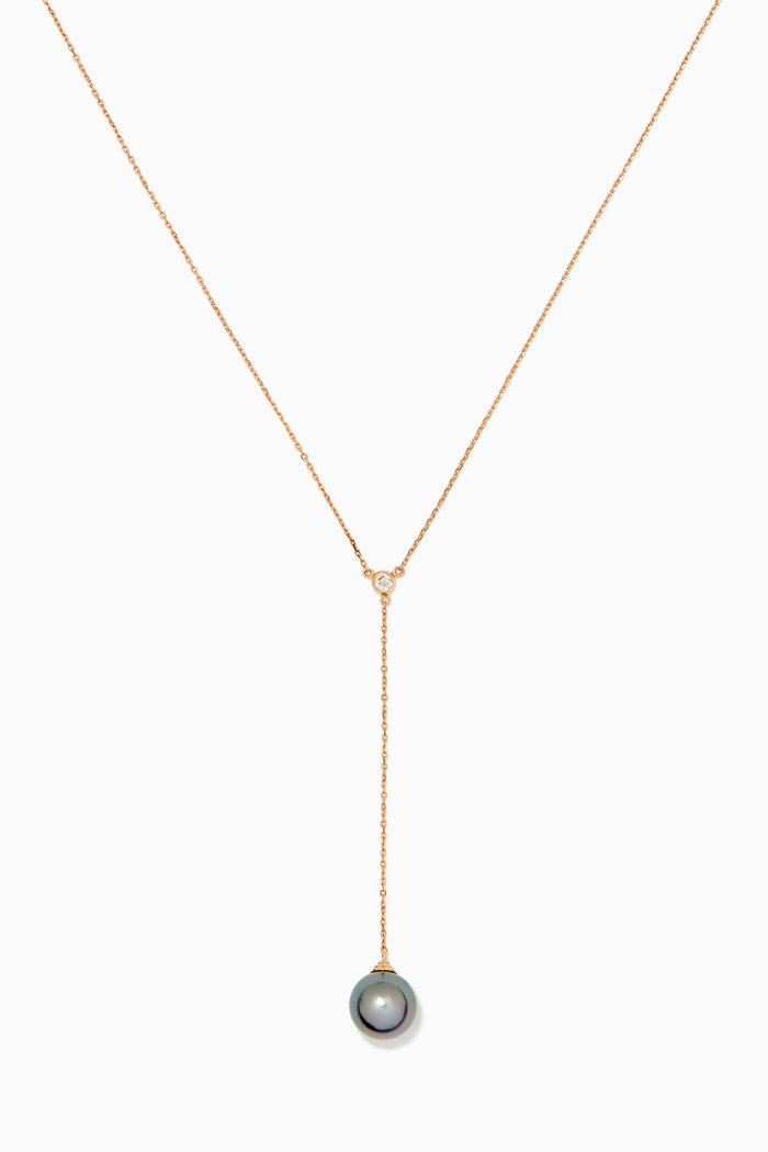 Links of Love Pearl Tie Necklace with Diamond in 18kt Rose Gold
