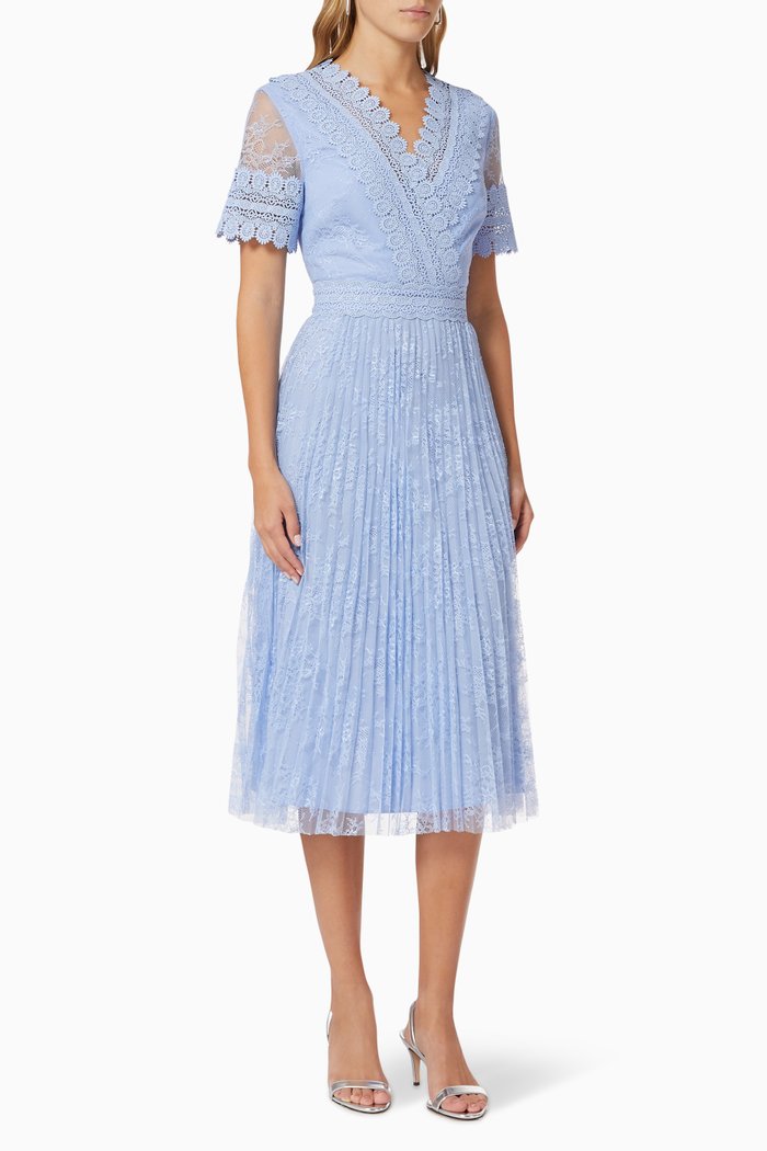 

Sonyyia Dress in Floral Lace Mesh, Blue