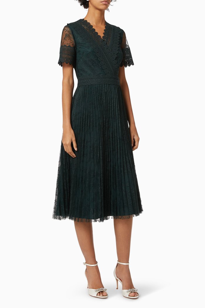 

Sonyyia Dress in Floral Lace Mesh, Green