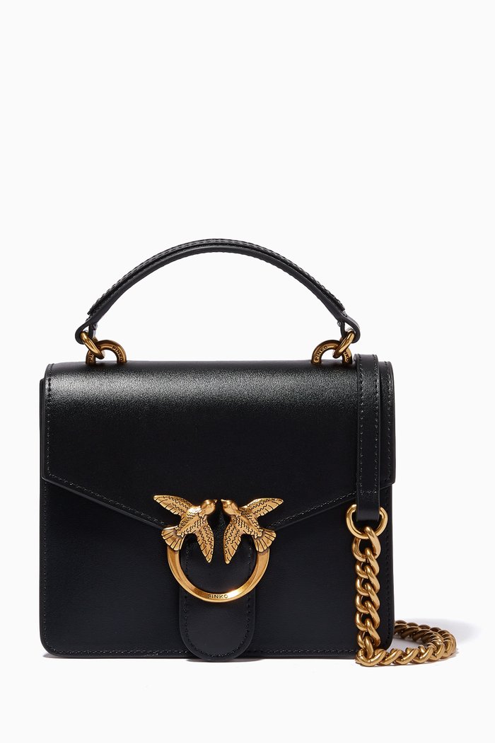 

Mini Love Top Handle Bag in Leather, Black