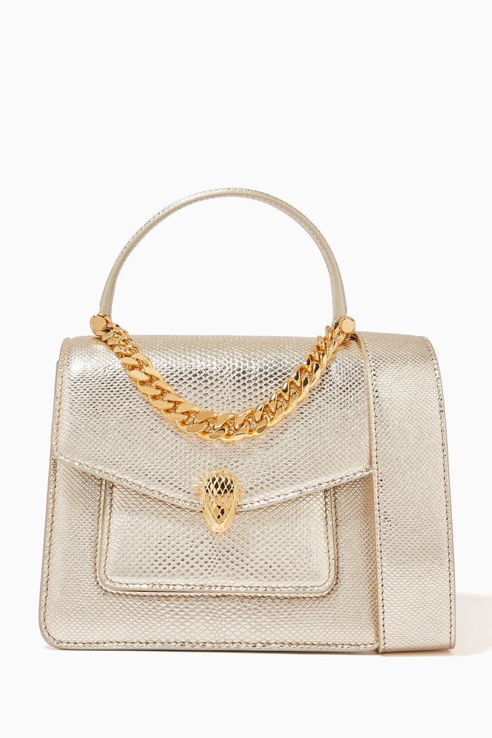 Serpenti Forever Top Handle in Molten Karung, Gold