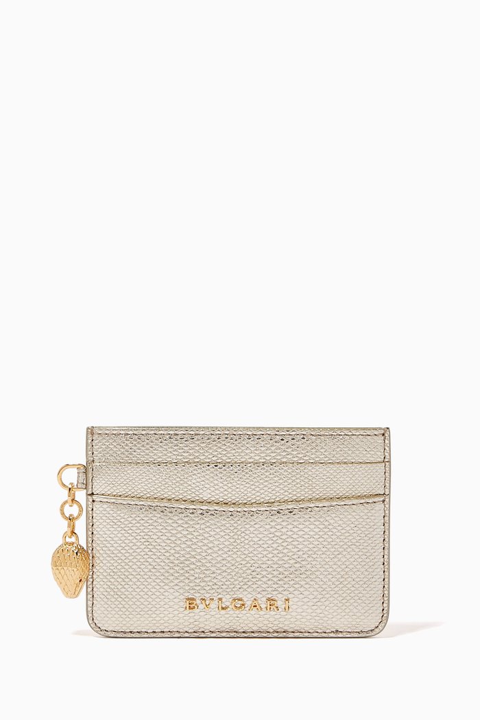 

Serpenti Forever Card Holder in Molten Karung, Gold