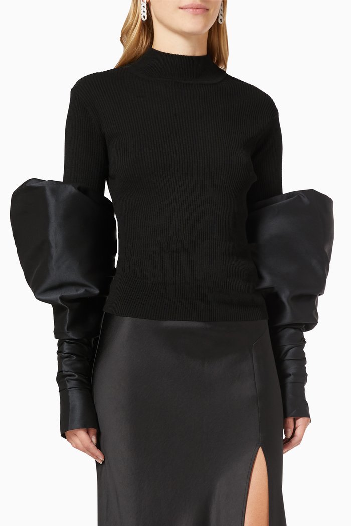 

Turtleneck with Couture Sleeves, Black