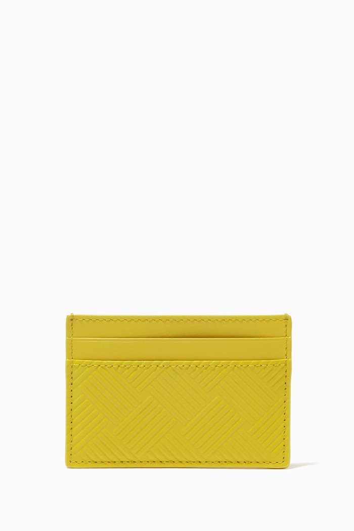 

Card Case in Intrecciato Debossed Calfskin, Yellow