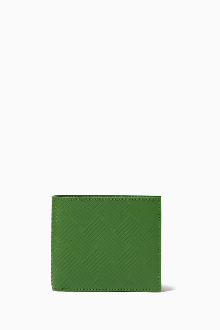 

Bi-fold Wallet in Intrecciato Debossed Calfskin, Green