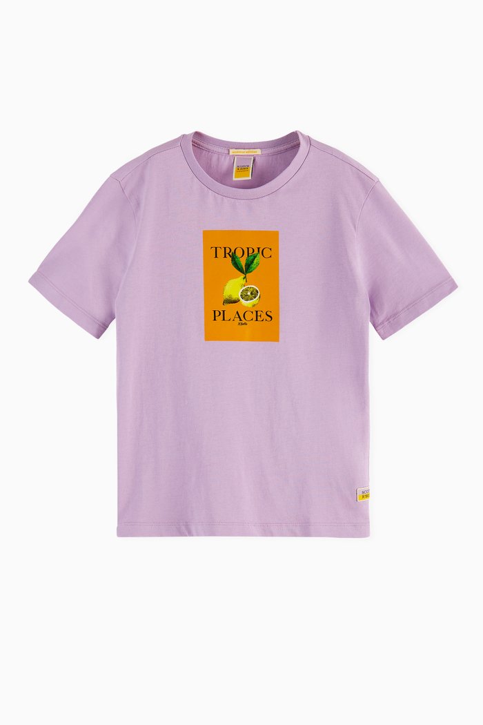 

Printed T-shirt in Organic Cotton, Purple