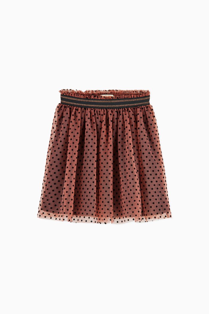 Polka Dot Tulle Midi Skirt, Multicolour