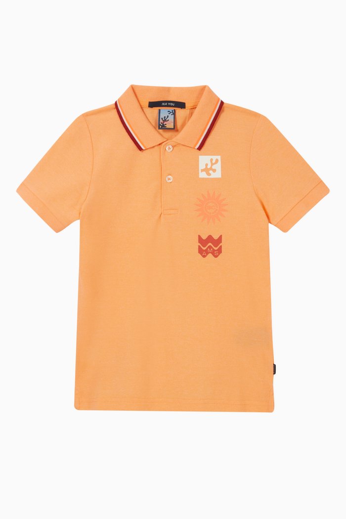 

Piped Collar Polo T-shirt in Cotton, Black