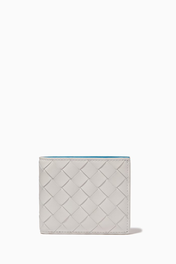 

Bi-fold Wallet in Intrecciato Calfskin, White