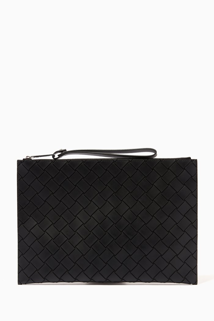 

Pouch in Intrecciato Rubber, Black