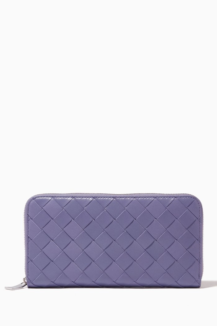 

Zip-around Wallet in Intrecciato Nappa, Purple