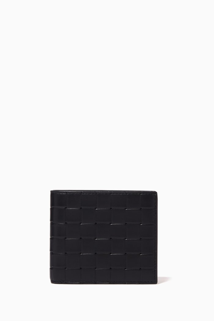 

Bi-fold Wallet in Grid Calfskin, Black