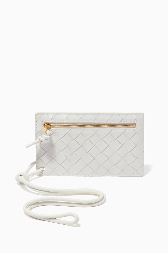 

Phone Pouch in Intrecciato Nappa, White