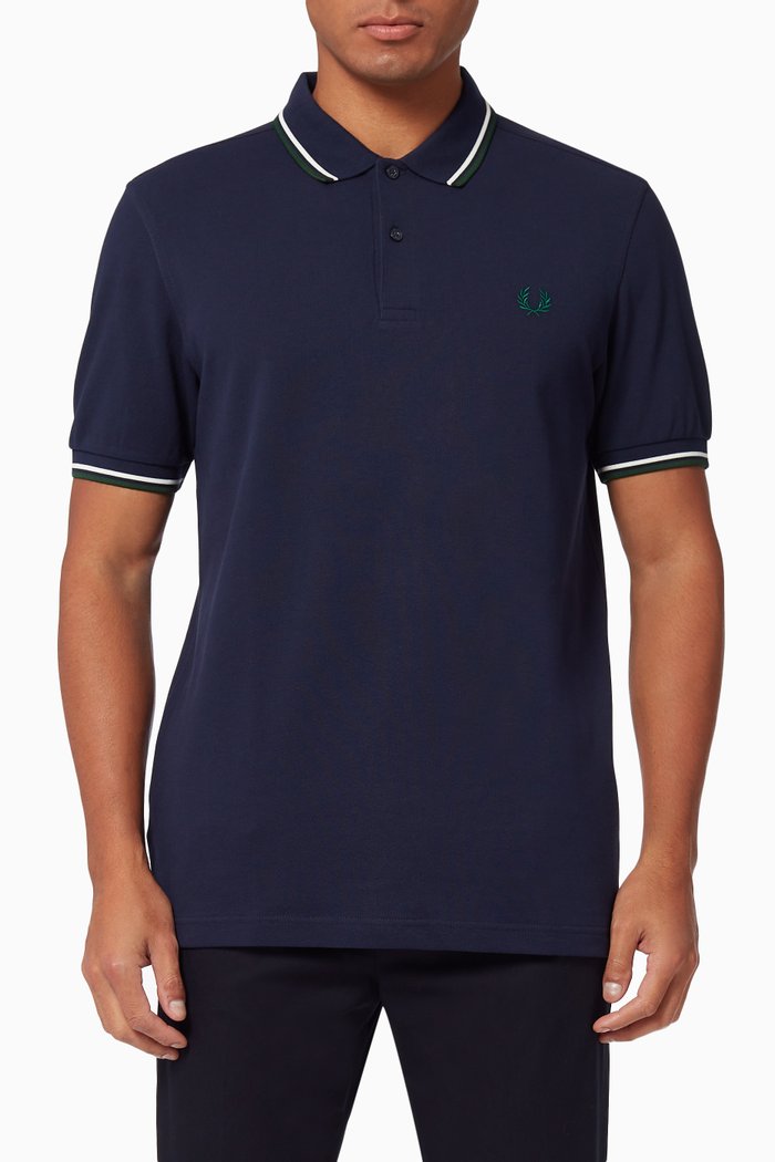 

Twin Tipped Polo Shirt in Cotton Piqué, Blue