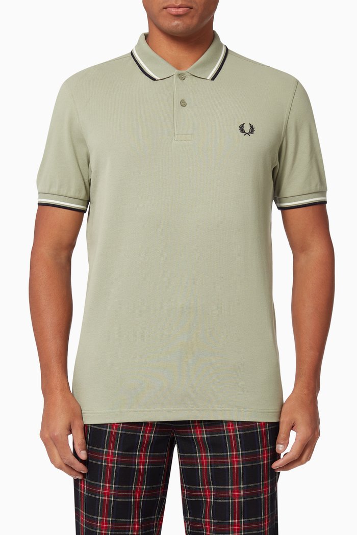 

Twin Tipped Polo Shirt in Cotton Piqué, Grey
