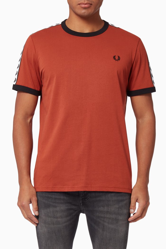 

Taped Ringer T-shirt in Cotton, Red