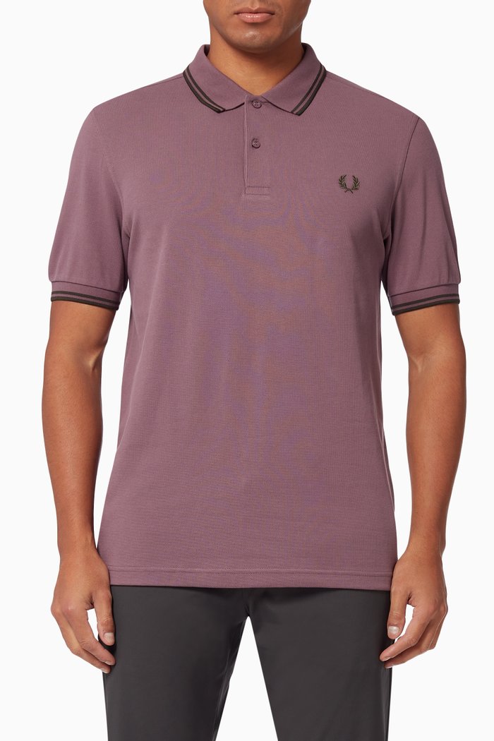 

Twin Tipped Polo Shirt in Cotton Piqué, Purple