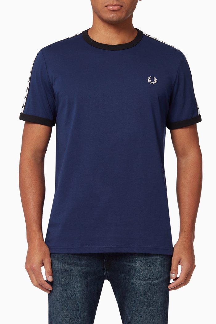 

Taped Ringer T-shirt in Cotton, Blue