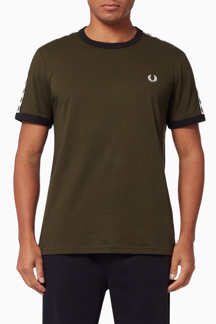 

Taped Ringer T-shirt in Cotton, Green