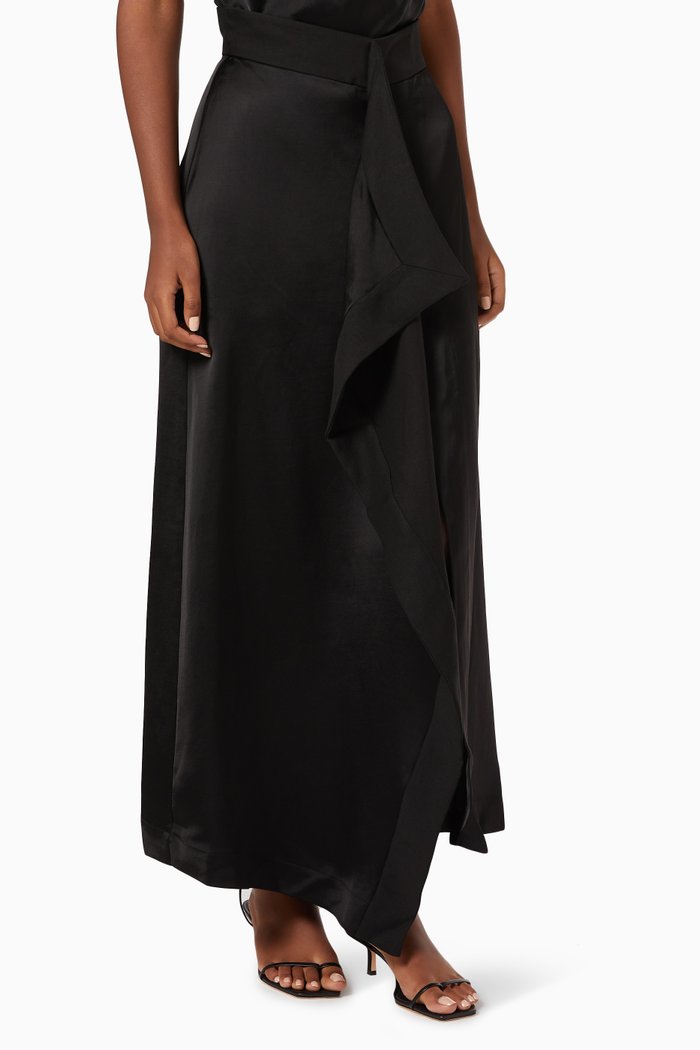 

Helix Draped Midi Skirt, Black