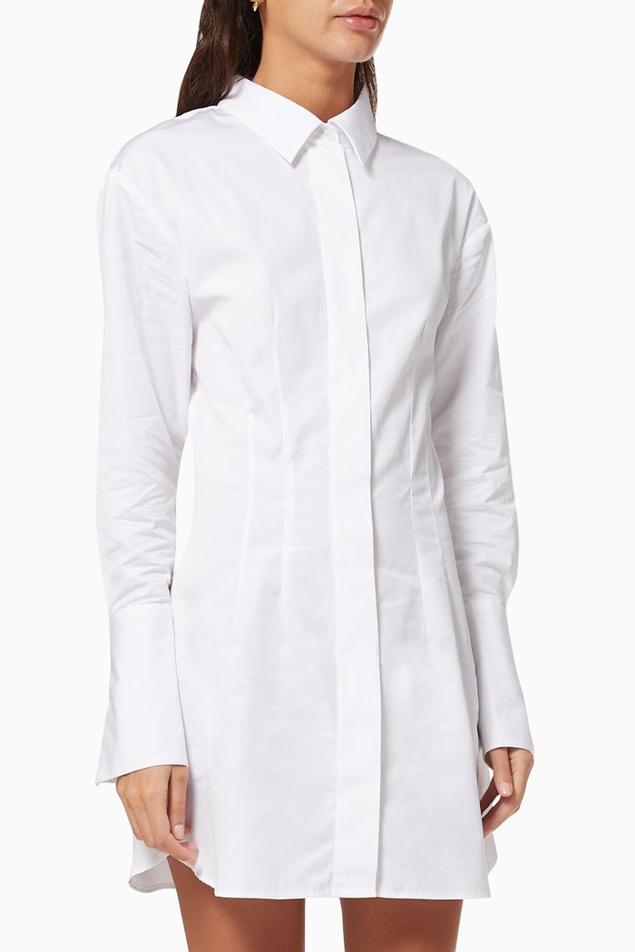

Nipped Mini Shirt Dress, White
