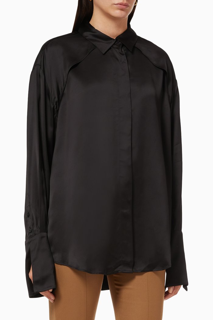 

Molten Yoke Satin Shirt, Black