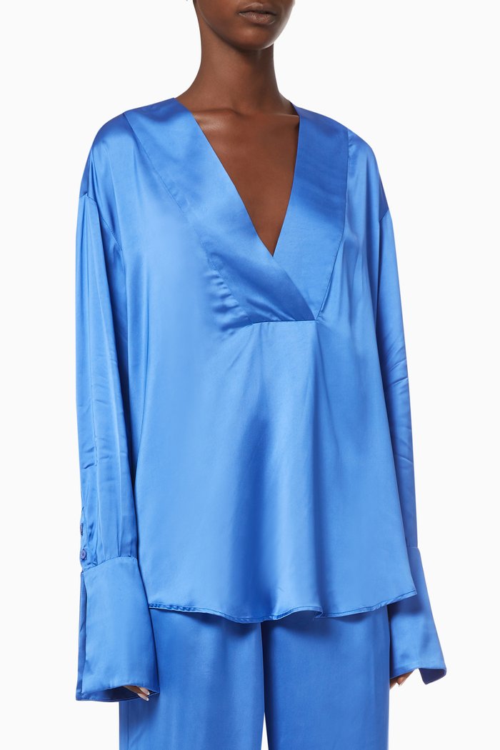 

Flux Satin Blouse, Blue