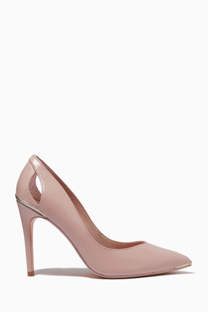 

Latefa Court Shoes with Cut-out in Leather, Pink