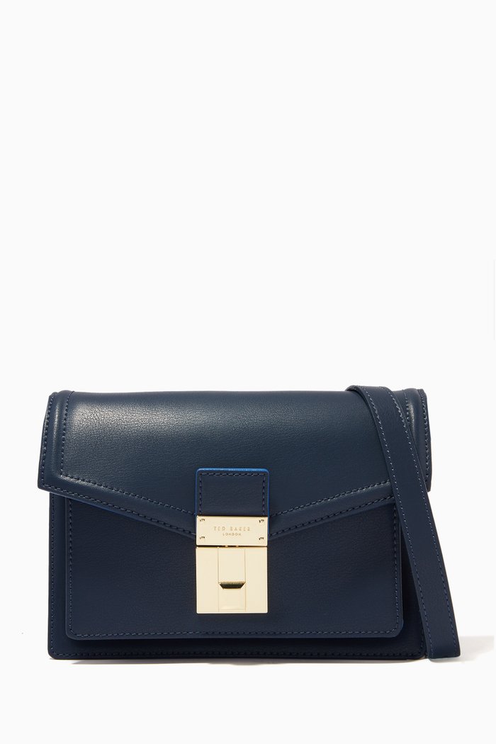 

Kayleea Satchel Bag in Leather, Blue