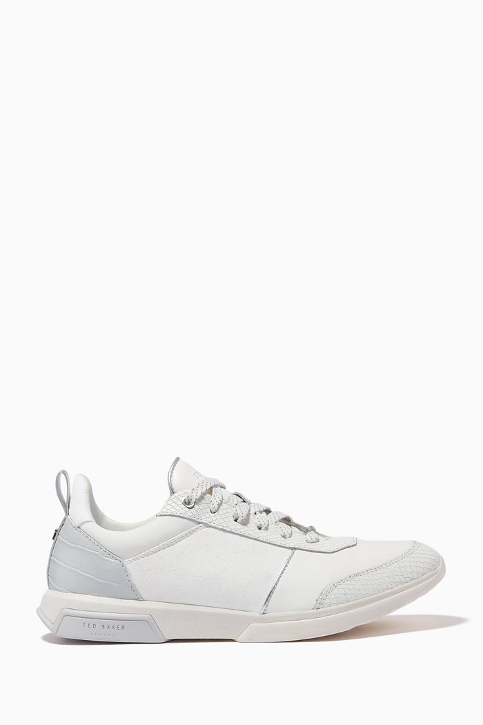 

Ceyaa Runner Sneakers in Leather and Fabric, White