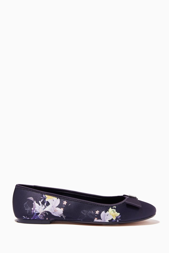 

Suallya Ballerina Shoes in Decadence-print Satin, Blue