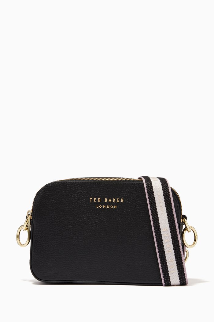 

Amerrah Camera Bag with Webbing Strap in Leather, Black
