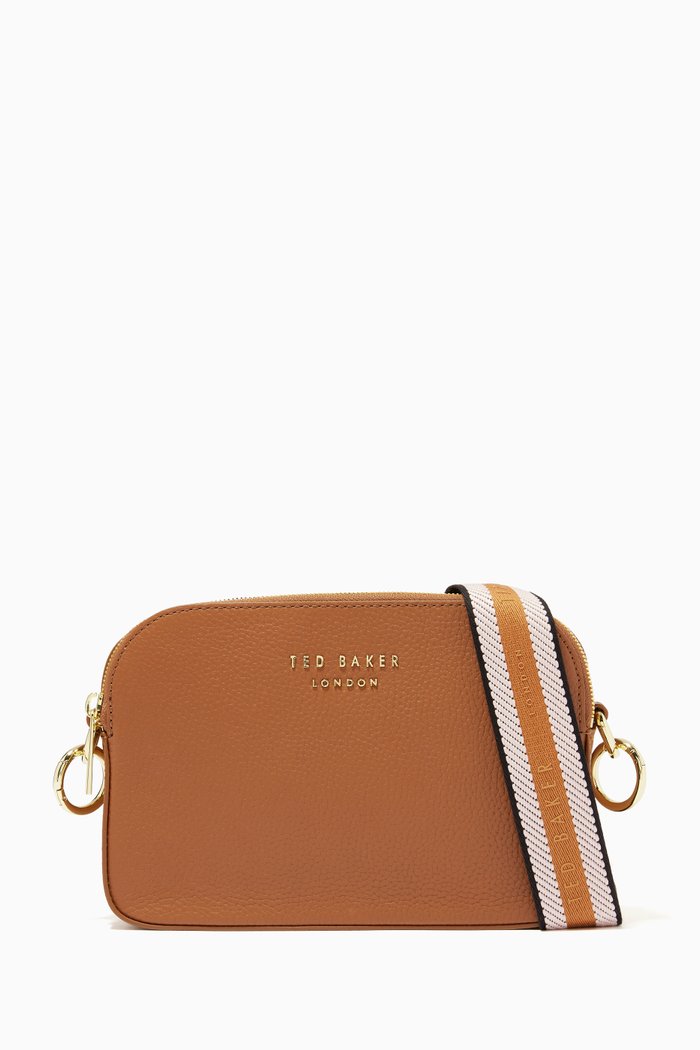 

Amerrah Camera Bag with Webbing Strap in Leather, Brown