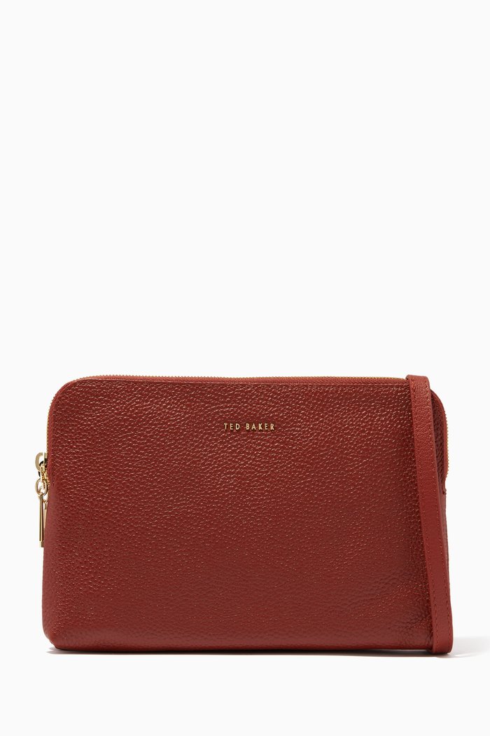 

Ciarraa Crossbody Double Pouch in Leather, Brown
