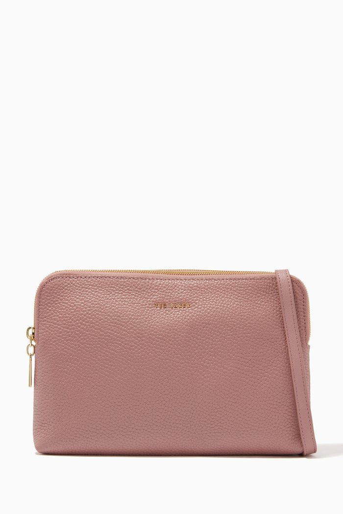 

Ciarraa Crossbody Double Pouch in Leather, Pink