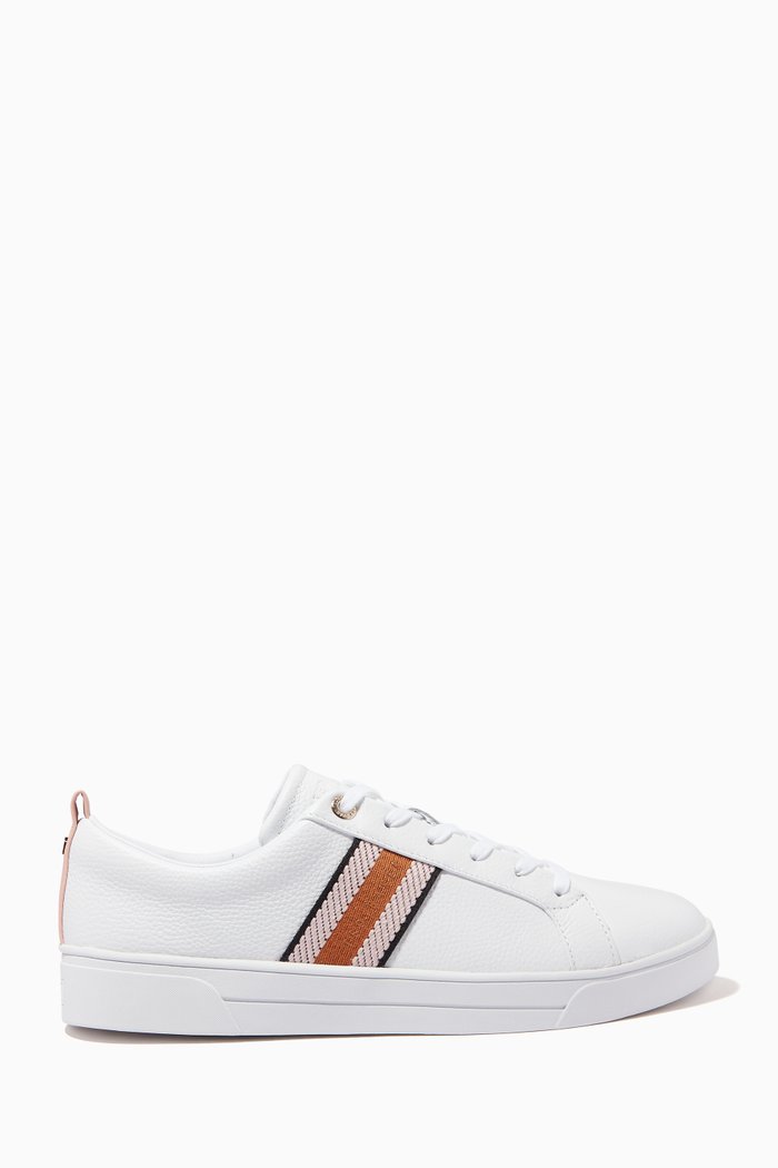 

Baily Trainers with Webbing Detail in Leather, Blue