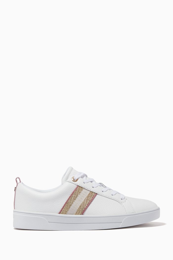

Baily Trainers with Webbing Detail in Leather, White