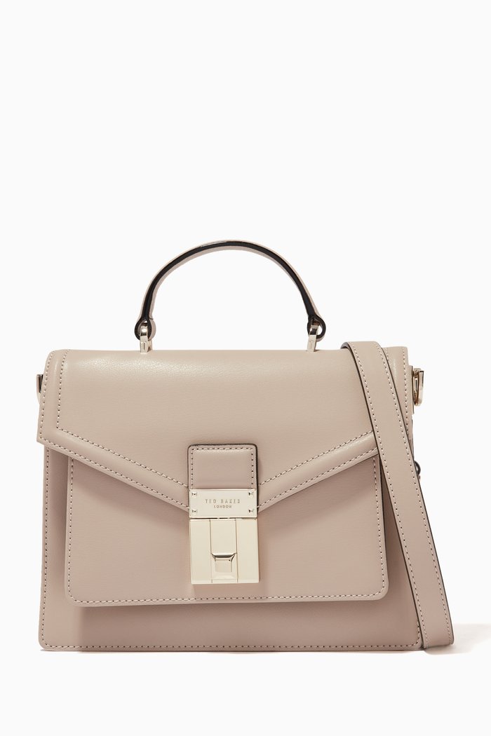 

Kimmiee Satchel Bag in Leather, Neutral