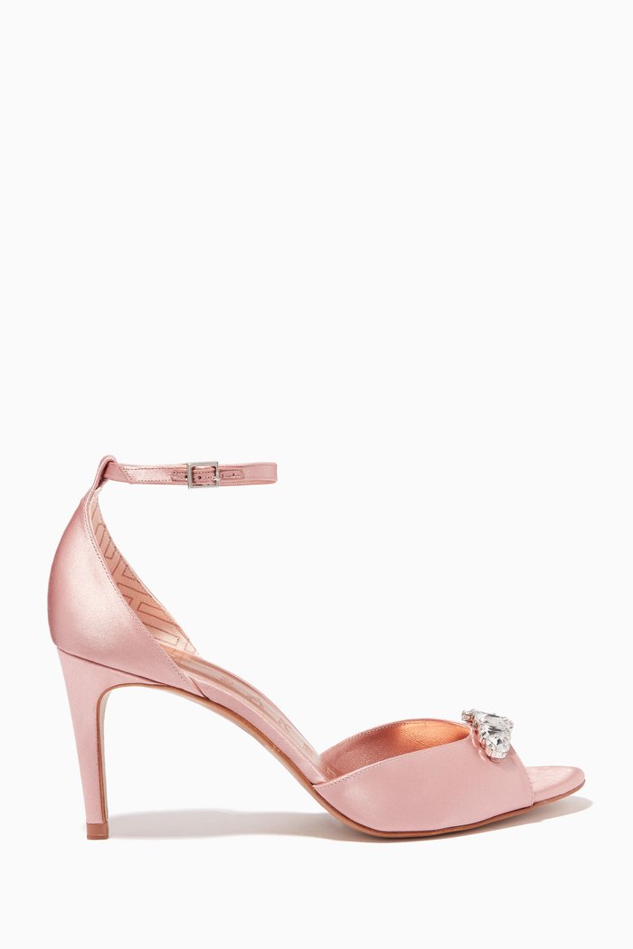 

Gleamy Sandals with Crystals in Satin, Pink