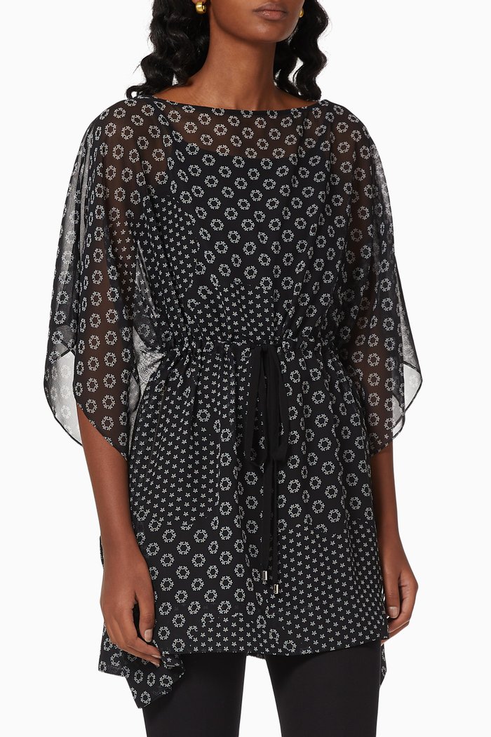 

Mamboh Cover-up in Floral Circle-print Chiffon, Black