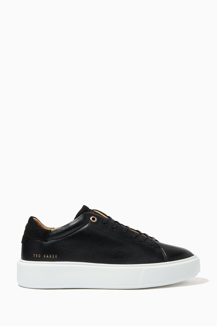 

Yinka Platform Trainers in Leather, Black