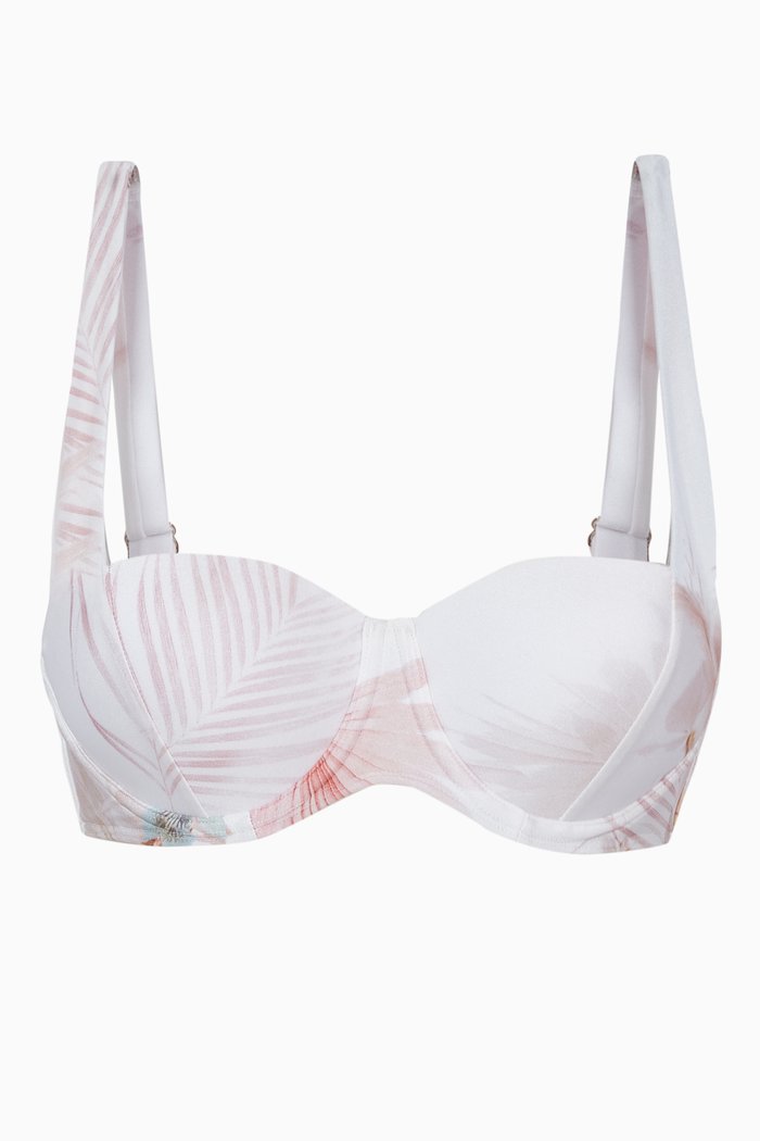 

Demmyy Bikini Top in Floral-print Nylon, White