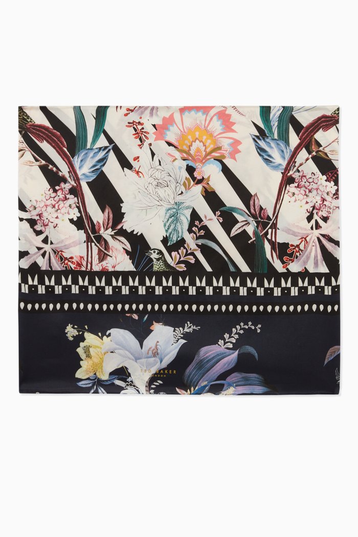 

Dyanna Scarf in Botanical-print Silk, Neutral