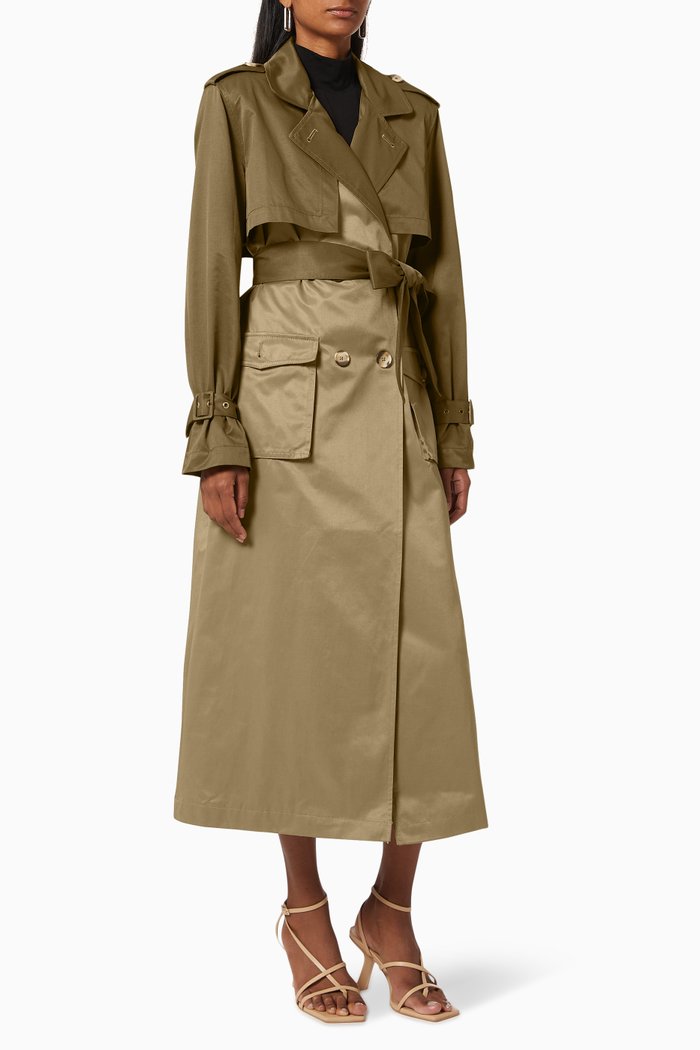 

Fabric Mix Trench Coat, Brown