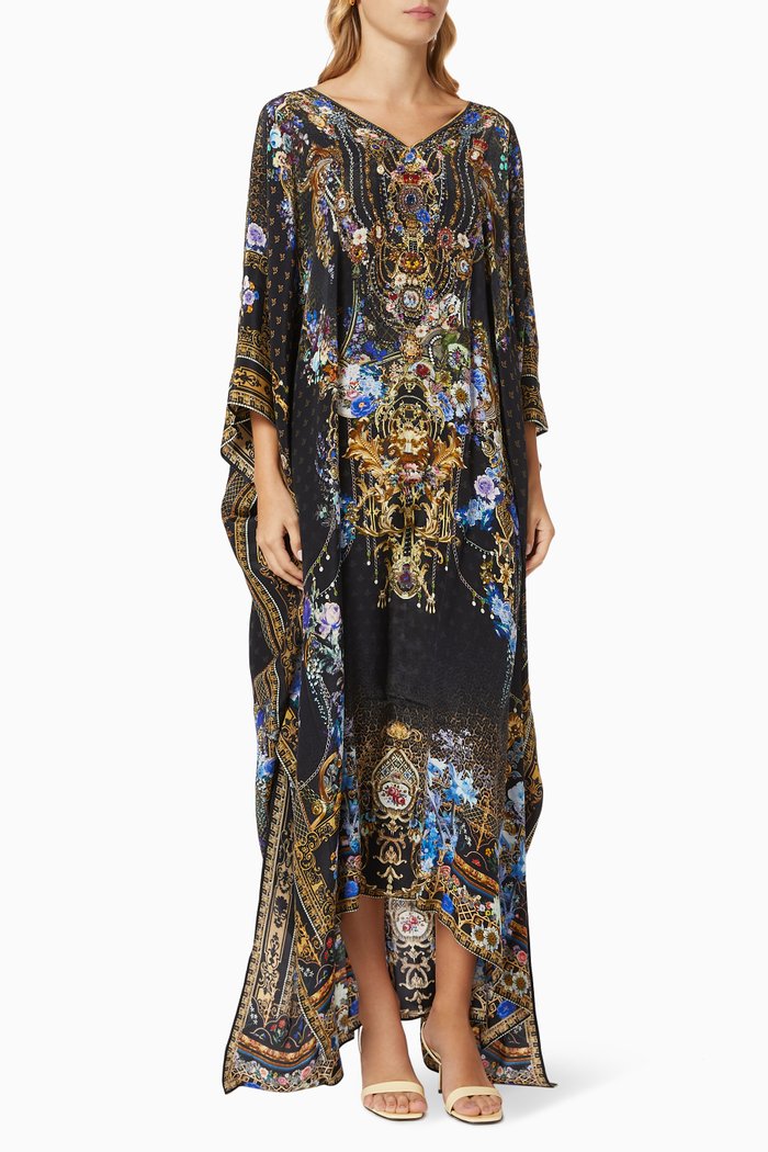 

Palace Playhouse Long Kaftan With Buttons in Silk, Black