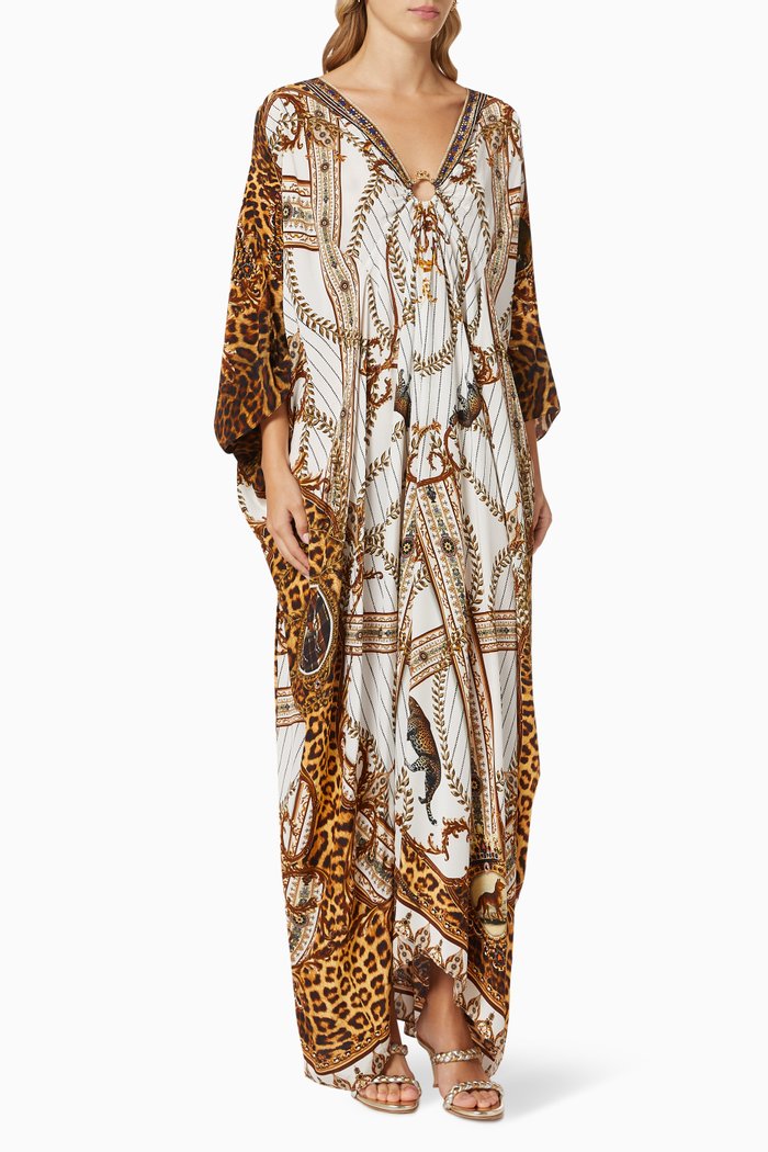 

Mind Your Manor Split Sleeve Kaftan in Silk, Multicolour