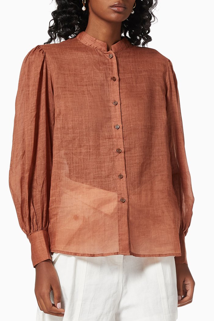 

Staycation Blouse in Ramie, Orange